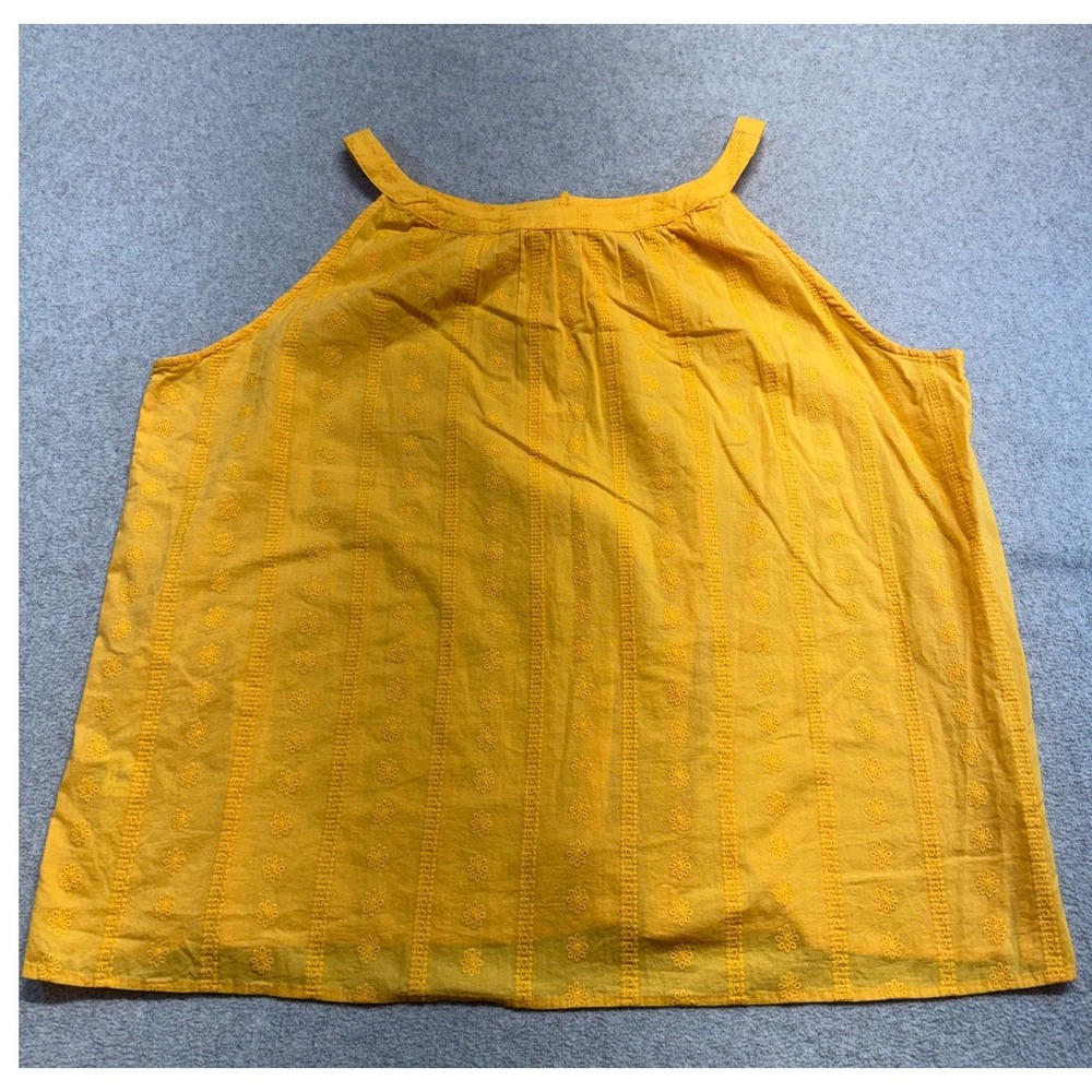 NWT LOFT Outlet Womens XL Yellow Embroidered Eyelet Sleeveless Tank Top Romantic